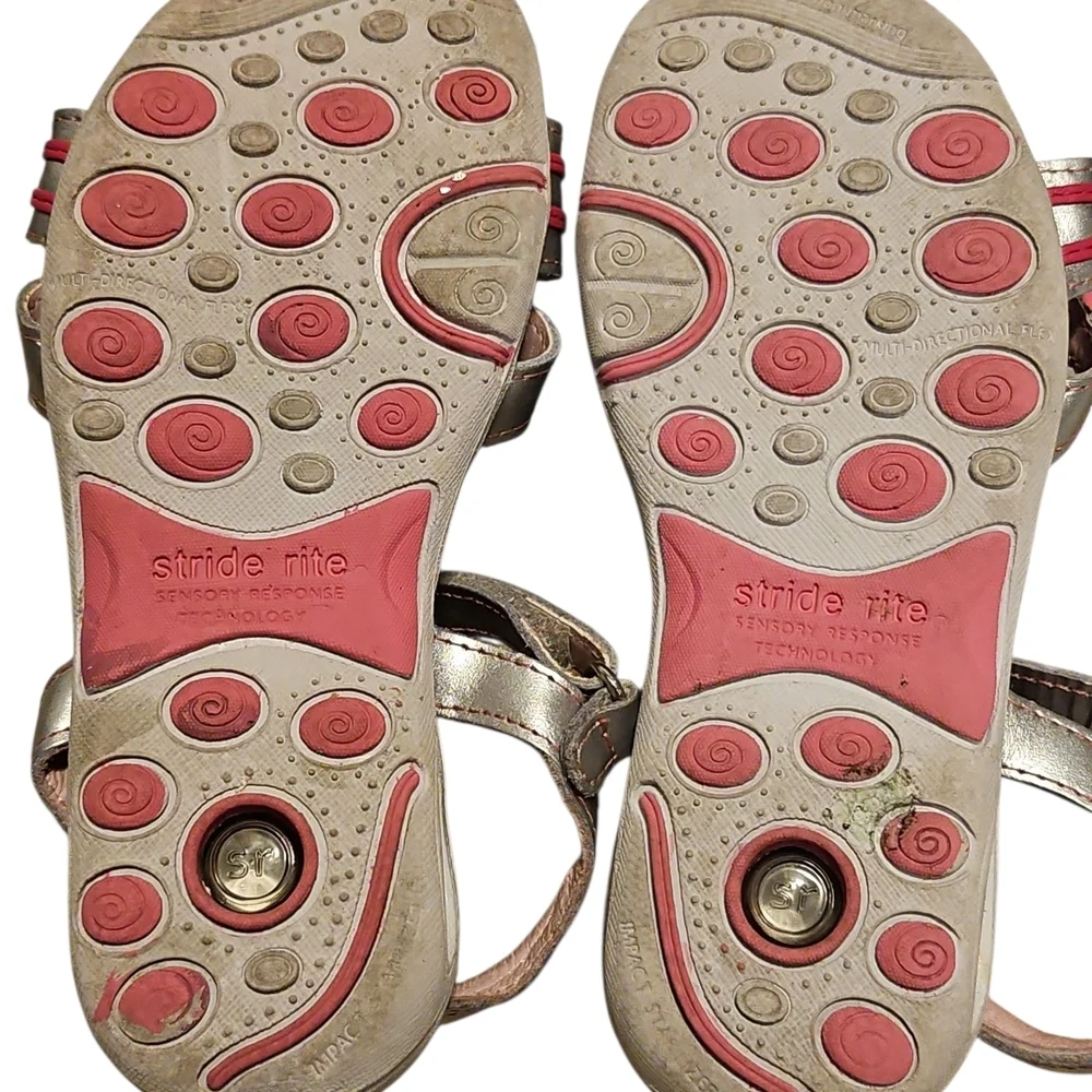 Stride Rite Pink/Silver Sandals w/Flower Accent